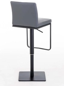 Banco de bar Panama em couro sintético e com estrutura preta 42 x 86-109 x 44 cm Cinzento