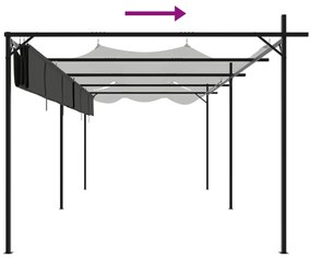 Pérgola com toldo retrátil 589x292x230 cm cor antracite