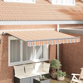 vidaXL Toldo Retrátil Manual Amarelo e Laranja e Branco 3 x 2 m
