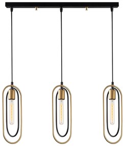 Candeeiro de Teto Cerco – Preto e Dourado – 64 x 8 cm