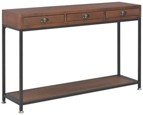 vidaXL Mesa consola com 3 gavetas 120x30x76 cm madeira de abeto maciça