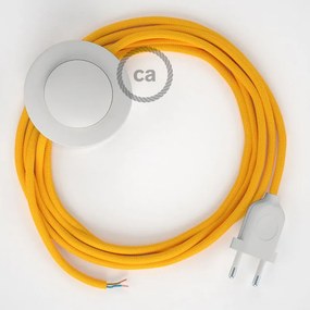 Cabo para candeeiro de chão, RM10 Amarelo Seda Artificial 3 m.  Escolha a cor da ficha e do interruptor. - Branco