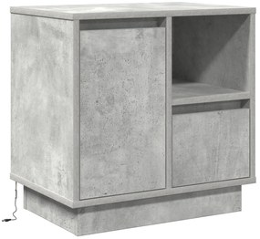 Criado-Mudo com LED Cinza Concreto 50x34,5x50 cm