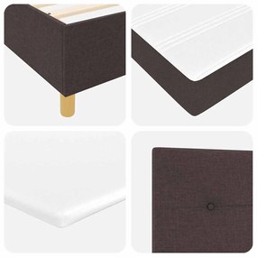 Cama Box com Colchão e LED Castanho Escuro 140x200 cm Tecido