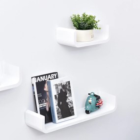 Homcon Estante de Madeira Parede de 3 Peças para Livros e Decoração - Cor Branco