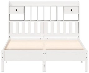 Cama com estante sem colchão 150x200 cm pinho maciço branco