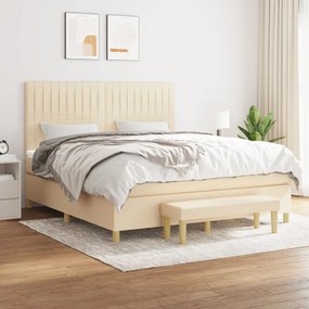 vidaXL Cama com molas/colchão 180x200 cm tecido cor creme
