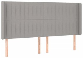 Cabeceira cama c/ luzes LED tecido 163x16x118/128cm cinza-claro
