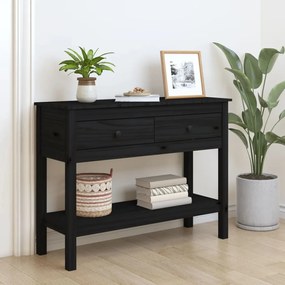 vidaXL Mesa consola 100x35x75 cm madeira de pinho maciça preto
