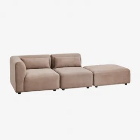 Sofá Modular De Canto Em 2 Peças Com Puff Fogler Bombazina Castanho Camel - Sklum