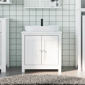 vidaXL Móvel de lavatório BERG 60x34x59 cm pinho maciço branco