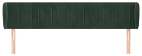 Cabeceira de cama c/ abas veludo 183x23x78/88cm verde-escuro