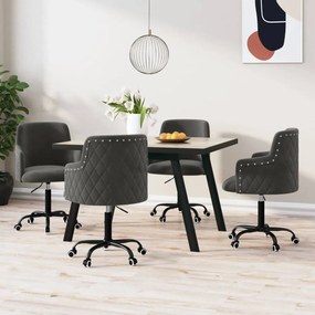 vidaXL Cadeiras de jantar giratórias 4 pcs veludo cinzento-escuro