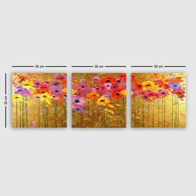 Pintura Decorativa em Tela PMDR73 – Multicolor – 30 x 30 cm (3 Peças)