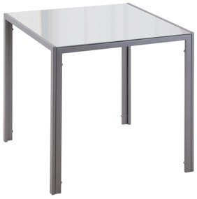 Mesa de Sala de Jantar de Cristal Mesa de Cozinha Quadrada para 4 Pessoas com Pés de Metal 75x75x75cm Cinza