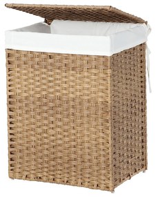 Cesto p/ roupa 110 L, 2 divisões, tampa, cor natural