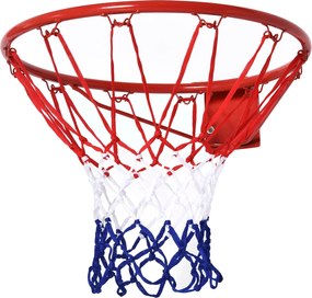 HOMCOM Cesta de Basquetebol de Parede Ø46 cm Aro de Basquetebol com Rede Estrutura Metálica 12 Ganchos para Interior e Exterior Vermelho | Aosom Portugal