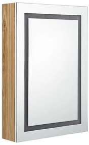 Armário espelhado casa de banho LED 50x13x70 cm branco/carvalho