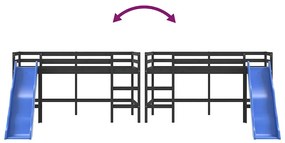 Cama alta p/ criança c/ escorrega 90x190 cm pinho maciço preto