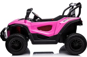 Carro elétrico para Crianças 24V, 4x4, 2 lugares Gravity Buggy Rodas de espuma EVA e assento Couro ecológico rosa