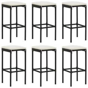 7 pcs conjunto de bar p/ jardim com almofadões preto