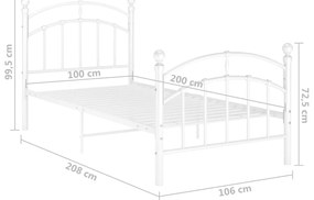 Estrutura de cama 100x200 cm metal branco