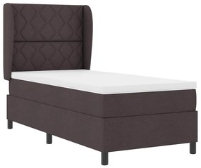 Cama Box com cabeceira Castanho escuro 100 x 200 cm Tecido