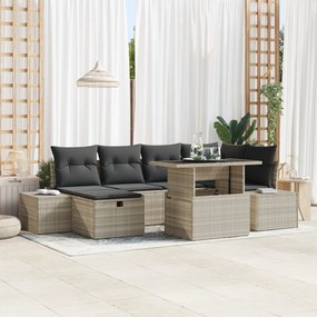 Conjunto de Sofá de Jardim de 7 Peças com Almofadas Cinzento-Claro Vim