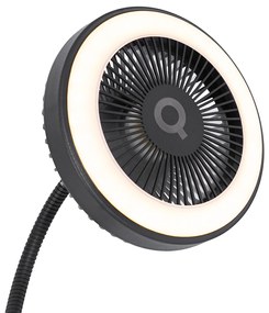 Ventilador de mesa preto com LED 2700K - Dores Moderno