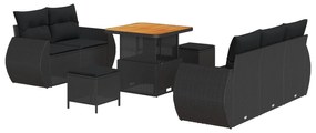 vidaXL Conjunto de Sofá de Jardim 8 pcs Preto vime PE