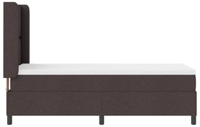 Cama Box Spring vidaXL com Colchão e LED Marrom Escuro 90x190 cm Tecid