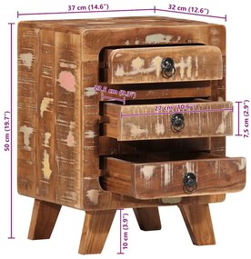 Mesa de cabeceira 37x32x50 cm madeira recuperada maciça