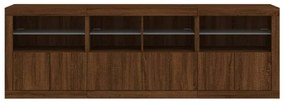 Aparador com luzes LED 202x37x67 cm carvalho castanho