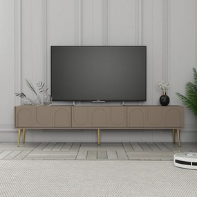 Móvel de TV "Lyon" – Taupe e Dourado – 180x43x35 cm – Design Elegante