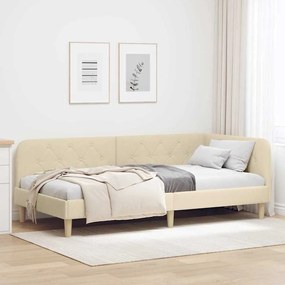 vidaXL Estrutura de Cama de Canto Creme 100 x 200 cm tecido