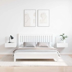 Mesa de Cabeceira Montada na Parede com gaveta 2 pcs Branco