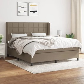 vidaXL Cama com molas/colchão 180x200 cm tecido castanho-acinzentado