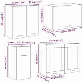 Conjunto de Armários de Cozinha 8 Peças Carvalho Fumado Madeira de Eng