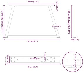 Pés para mesa de centro em forma de V, 2 peças, antracite, 50x (42-43,