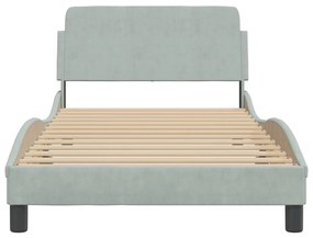 Estrutura de cama sem colchão 100x200 cm veludo cinzento-claro
