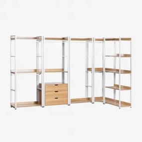 Armário Modular Aberto De Canto De 5 Peças Em Aço E Mdf Ariaster Natural - Sklum