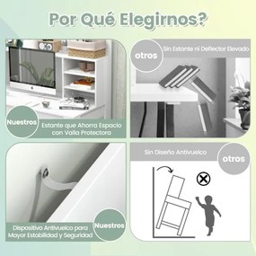 Secretária com Estante e Orifícios para Cabos Dispositivo Anti-Tipo para casa e escritório 140 x 50 x 75 cm Branco