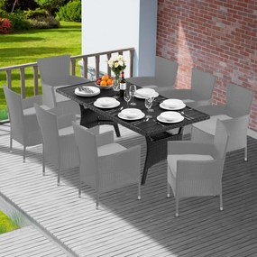 Mesa de jardim Polyrattan Takeo 190x90x75cm WPC preta