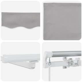 Toldo Retrátil Manual com LED Cinzento-Claro 600x300 cm, Tecido de Sub