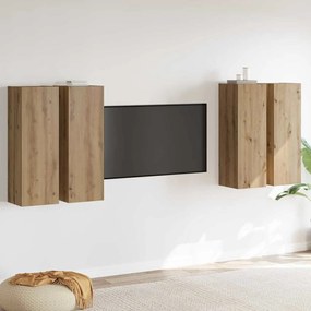 vidaXL Conjunto de Estantes para TV 4 pcs carvalho artisiano