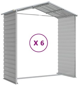 Abrigo de jardim 191x555x198 cm aço galvanizado cinzento-claro