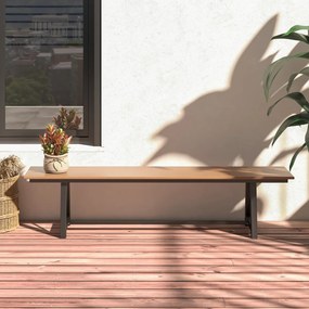 Banco jardim em PEAD para 3-4 pessoas com estrutura metálica 183 x 35 x 41,5 cm Estrutura metálica, capacidade para 500 KG Castanho