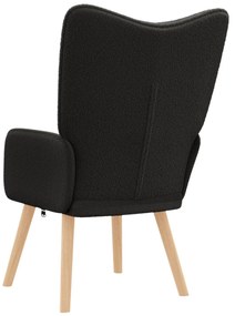 Poltrona Relaxante vidaXL Preto em Tecido Tipo Lã Enrolada