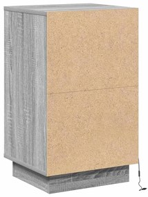 Armário de cabeceira com LED Cinza Sonoma 39x34.5x65 cm Madeira engenh