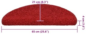 Tapetes de escadas 30 pcs 65x21x4 cm vermelho